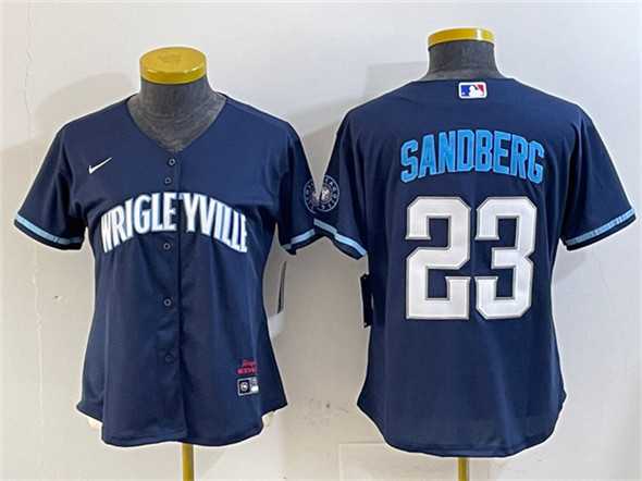 Womens Chicago Cubs #23 Ryne Sandberg Navy City Connect Stitched Jersey